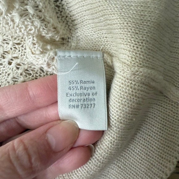 Lauren Conrad Size Medium Cream Lace Detail Sheer Knit Open Front Cardigan - Picture 9 of 9